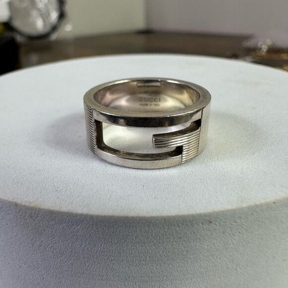 Gucci G Logo Vintage Sterling Silver Ring Size 6 - Picture 1 of 6